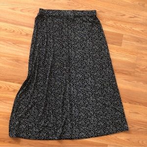 90’s Black Floral A-Line Maxi Skirt